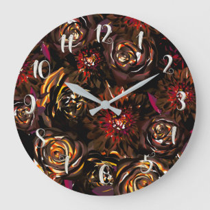 Dunkler Garten Herbst Glühbirnen Blume fallen Große Wanduhr