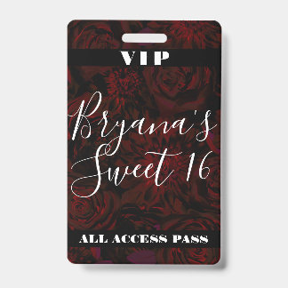 Dunkler Garten Rote Romantische Blume Sweet 16 VIP Ausweis