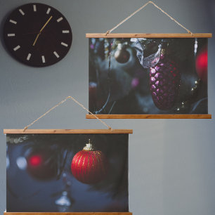 Dunkler Glamour Weihnachtsschmuck Wandteppich Mit Holzrahmen