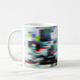 Dunkler Glitch-Hintergrund, Illustration. Schwarz, Kaffeetasse