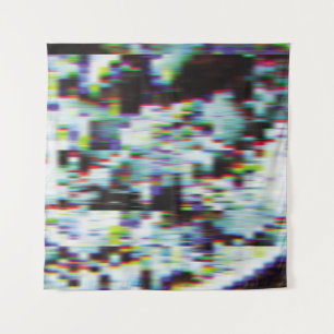 Dunkler Glitch-Hintergrund, Illustration. Schwarz, Wandteppich