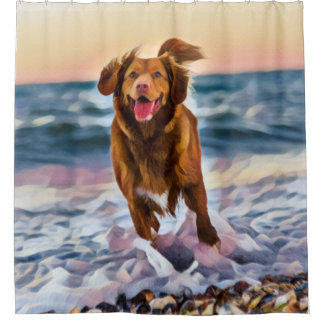 Dunkler Golden Retriever Hund Duschvorhang