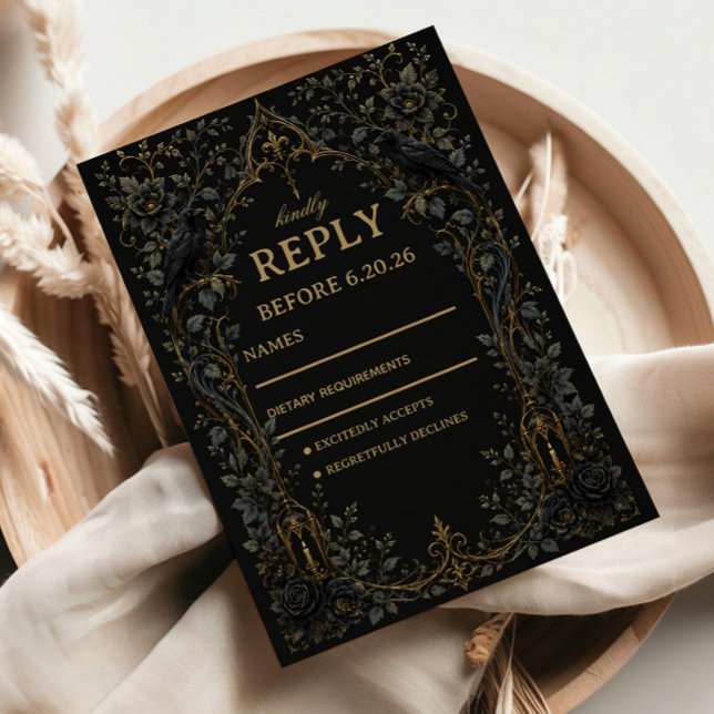 Dunkler Gothic Rabe RSVP Karte (Von Creator hochgeladen)