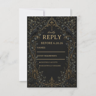 Dunkler Gothic Rabe RSVP Karte