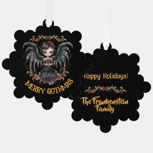 Dunkler gothischer Weihnachtsengel Ornament Karte