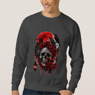 Dunkler gotischer Rabenschädel mit karmesinroten R Sweatshirt