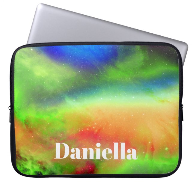 Dunkler grüner Holografischer Himmel mit Individue Laptopschutzhülle (Vorderseite)