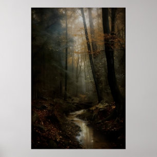 Dunkler Herbstwald-Kunstprint Vintage-Akademie-Wan Poster