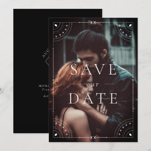 Dunkler Himmelsmond und Sterne Rett Datum Einladung