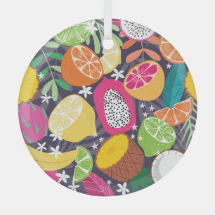 Dunkler Hintergrund für exotische tropische Frücht Ornament Aus Glas