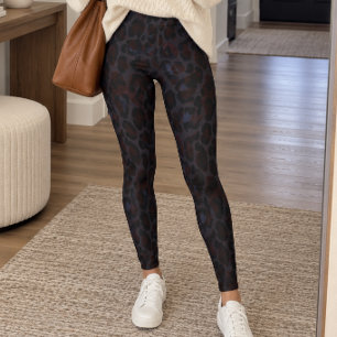 Dunkler Kohle-Leoparden-Druck Leggings