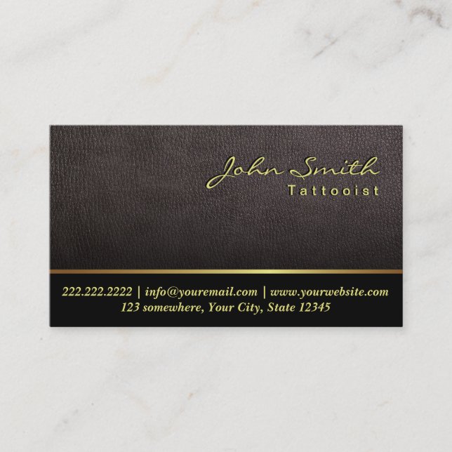 Dunkler Leder Textur Tattoo Art Business Card Visitenkarte (Vorderseite)