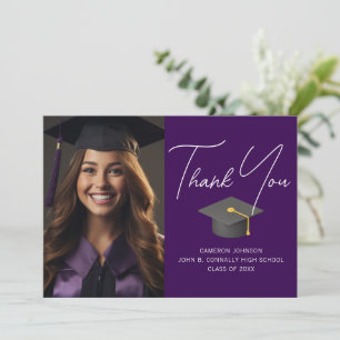 Dunkler Lila Graduate Foto Personalisierter Abschl Dankeskarte