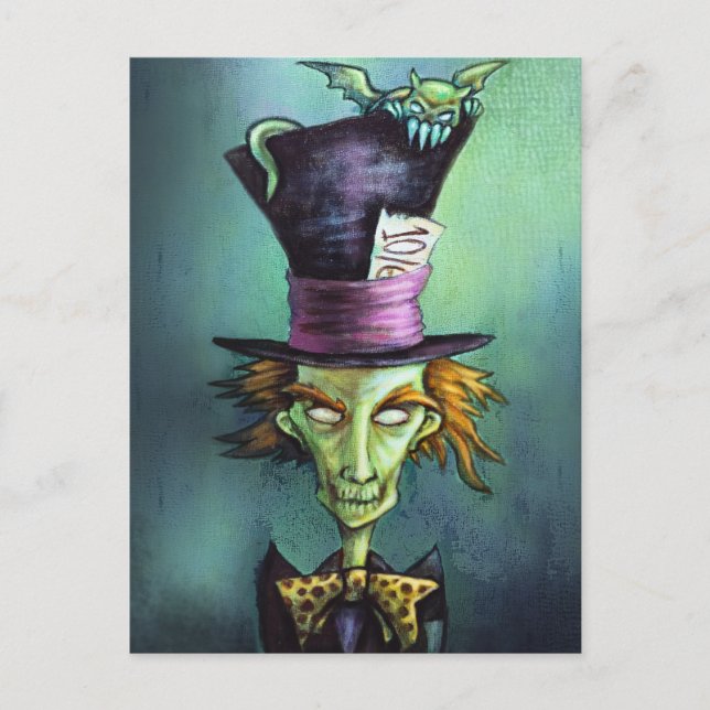 Dunkler Mad Hatter aus der Alice im Wunderland Postkarte (Vorderseite)
