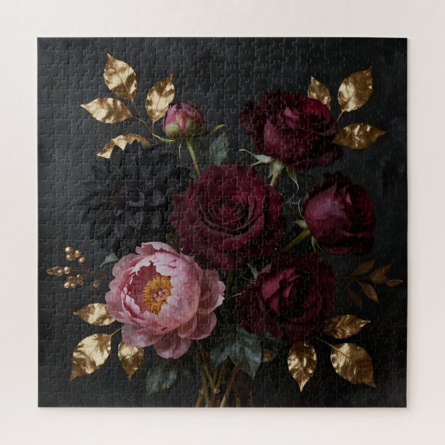 Dunkler, melancholischer Blumenstrauß (Vertikal)