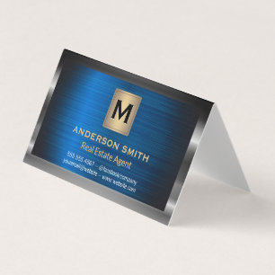 Dunkler Metallrahmen Blue Metallic Background Visitenkarten