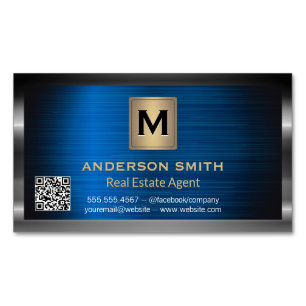 Dunkler Metallrahmen Blue Metallic QR-Etikett Magnetische Visitenkarte