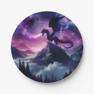 Dunkler, mittelalterlicher ätherischer Drache  Pappteller
