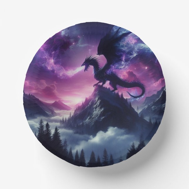 Dunkler, mittelalterlicher ätherischer Drache Pappteller (Vorderseite)