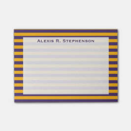 Dunkler Monogramm-Streifen Lila und Gelb Post-it Klebezettel