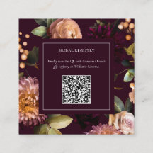 Dunkler Moody Gothic Blumen Hochzeitsdusche QR-Cod