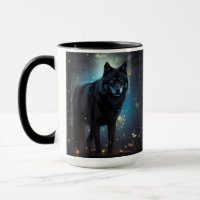Dunkler Mysteriöser Schwarzer Wolf