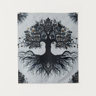 Dunkler Mystischer Baum des Lebens Wandteppich