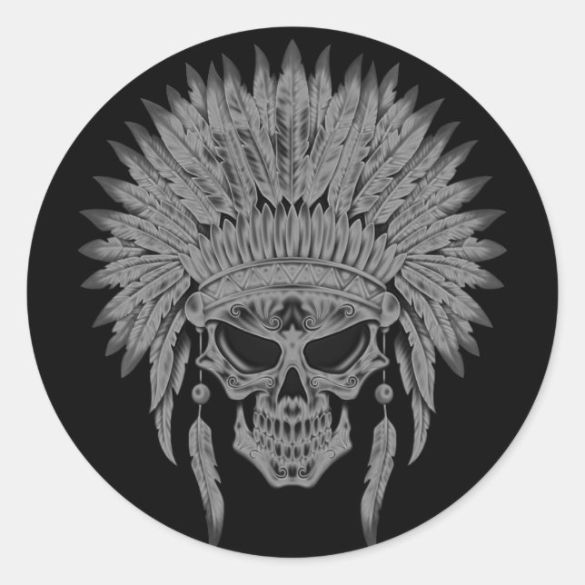 Dunkler Nativer Skull Runder Aufkleber (Vorderseite)