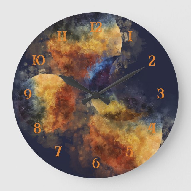 Dunkler Navy Mystic Herbst Große Wanduhr (Vorderseite)