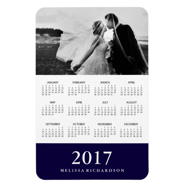 Dunkler Navy Strip | Eleganter Foto - Kalender 201 Magnet (Vertikal)