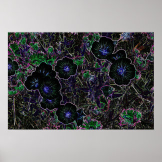 Dunkler Neon Blume Poster