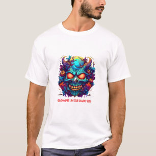 "Dunkler Neon-Schädel – Halloween-Design T-Shirt