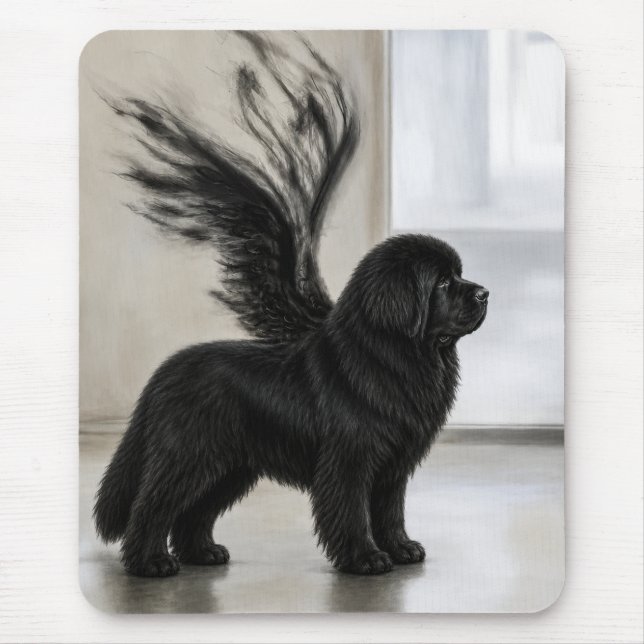 Dunkler Newfoundland-Gedenkengel Mousepad (Vorne)