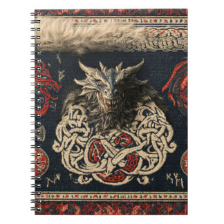 Dunkler nordischer Drache und Wikinger-Knotenmuste Notizblock
