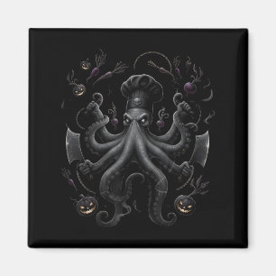 Dunkler Oktopus-Koch Halloween-Horror-Kochgrafik Magnet