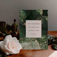 Dunkler Olive Green Gemstone Save the Date