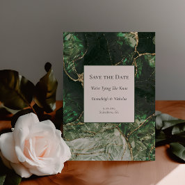 Dunkler Olive Green Gemstone Save the Date Postkarte