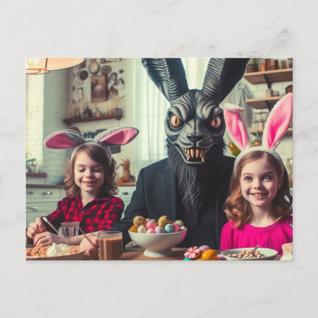 Dunkler Osterschwarzer Kaninchen-Horror Postkarte (Vorderseite)