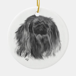 Dunkler Pekinese Keramikornament