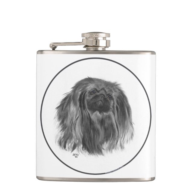 Dunkler Pekingese Flachmann (Vorderseite)