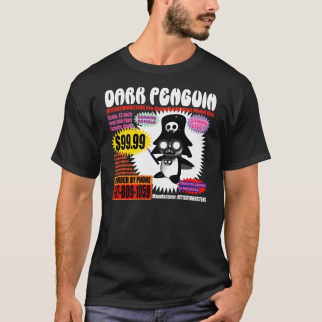 Dunkler Pinguin Actionfigure T-Shirt (Vorderseite)