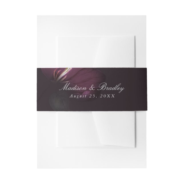 Dunkler Plum floral | Hochzeit Einladungsbanderole (Vorderseite Beispiel)
