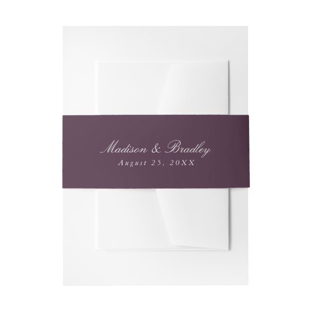 Dunkler Plum Lila | Hochzeit Einladungsbanderole (Vorderseite Beispiel)