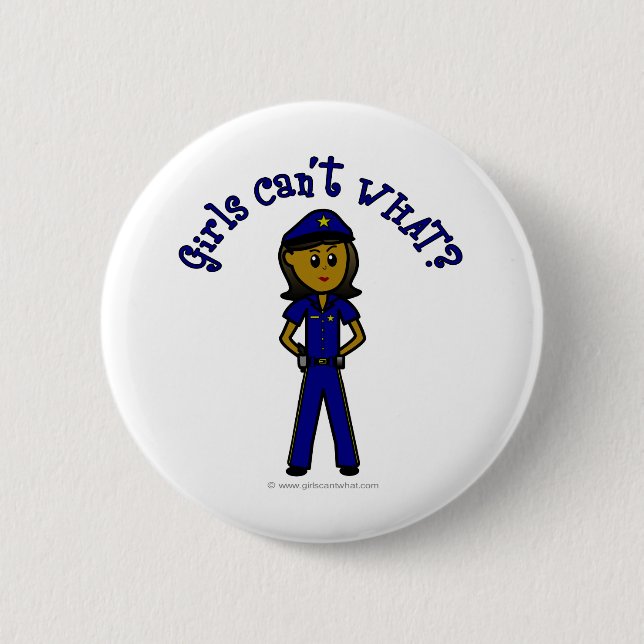 Dunkler Polizist Girl Button (Vorderseite)