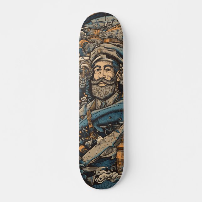 Dunkler psychedelischer Captain Nemo Skateboard (Vorne)