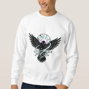 Dunkler Rabe unter dem Halloween-Mond Sweatshirt