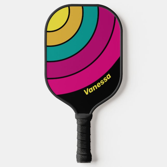 Dunkler Retro-80er mit dem Namen Pickleball Schläger (Vorderseite)