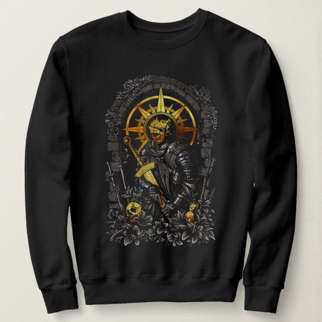 Dunkler Ritter: Der Krieger im Schatten Sweatshirt (Design vorne)
