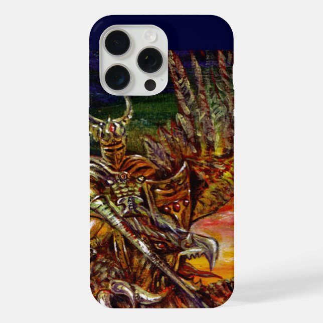 DUNKLER RITTER UND DRACHE Fantasy iPhone Hülle (Rückseite)