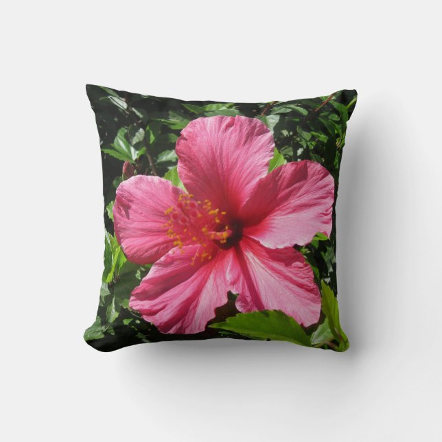 Dunkler rosa Hibiskus Kissen (Vorderseite)